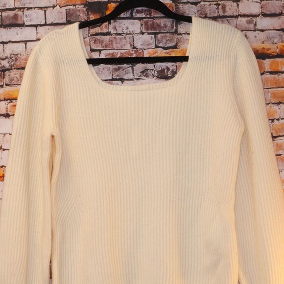 SoftWool Square-Neck Pullover Sweater Sz Large Item NT585 Heather Cloud - Picture 4 of 9